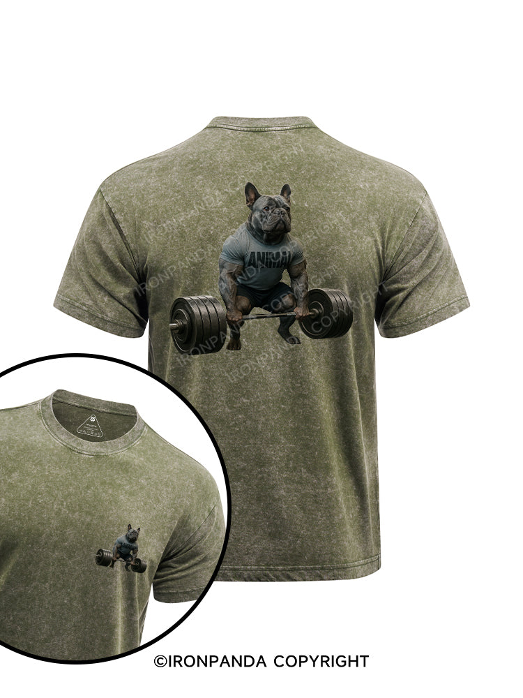 Deadlift Bulldog printed Washed Gym Shirt