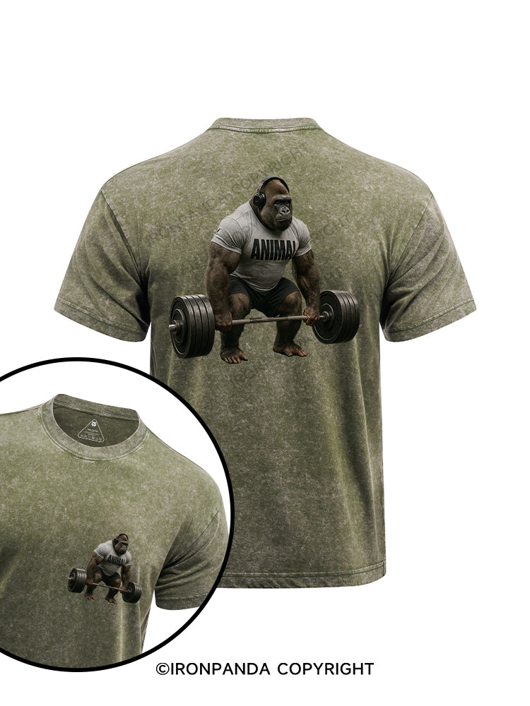 Deadlift gorilla printed Washed Gym Shirt