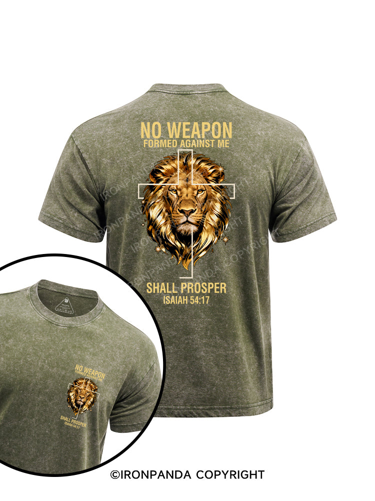 NO WEAPON FORMED AGAINST ME SHALL PROSPER printed Washed Gym Shirt