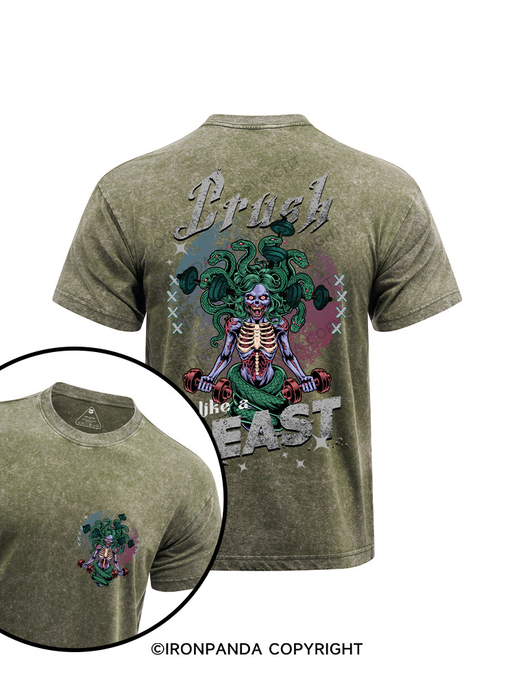 Crush it like a beast printed Washed Gym Shirt
