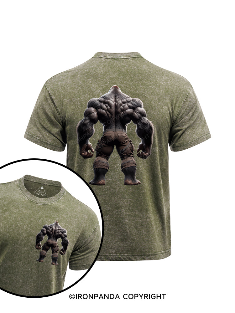 Chimpanzee Back printed Washed Gym Shirt
