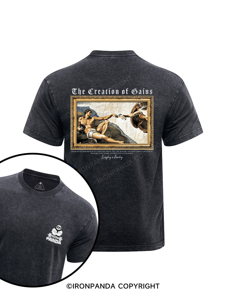 The Creation of Gains printed Washed Gym Shirt