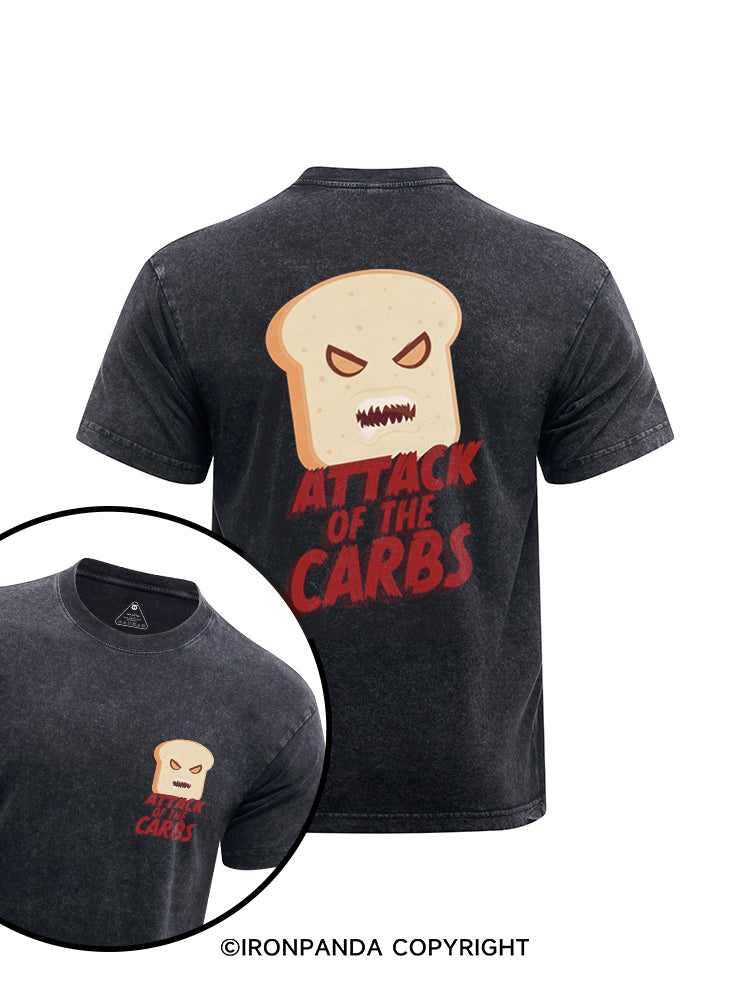 ATTACK OF THE CARBS printed Washed Gym Shirt