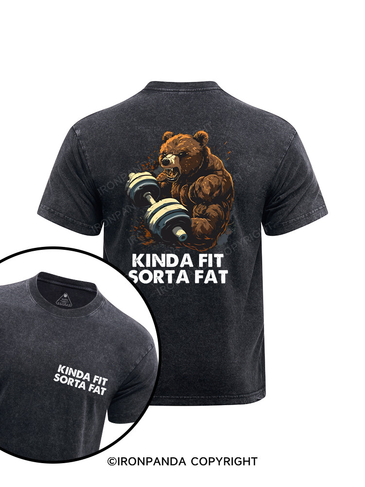 KINDA FIT SORTA FAT printed Washed Gym Shirt