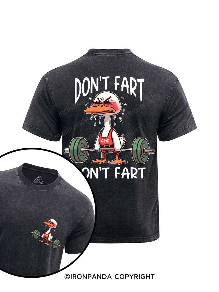 DON'T FART duck printed Washed Gym Shirt