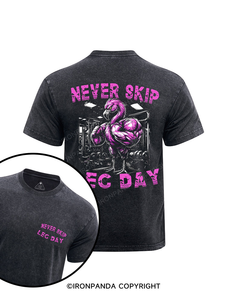 Never Skip Leg Day printed Washed Gym Shirt