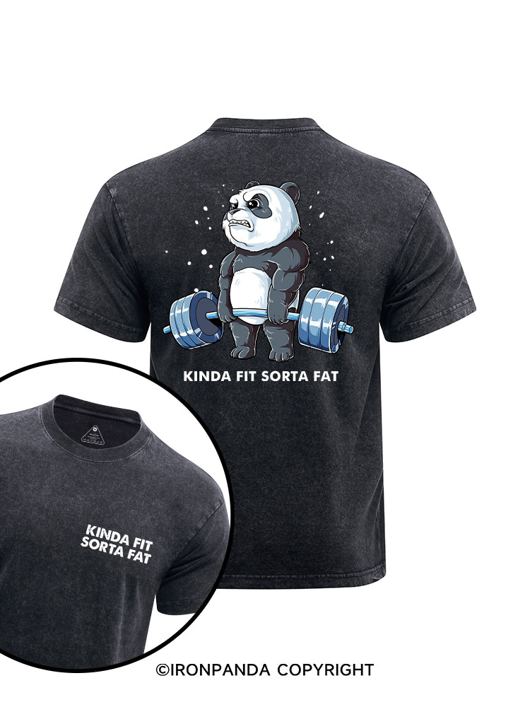 KINDA FIT SORTA FAT printed Washed Gym Shirt