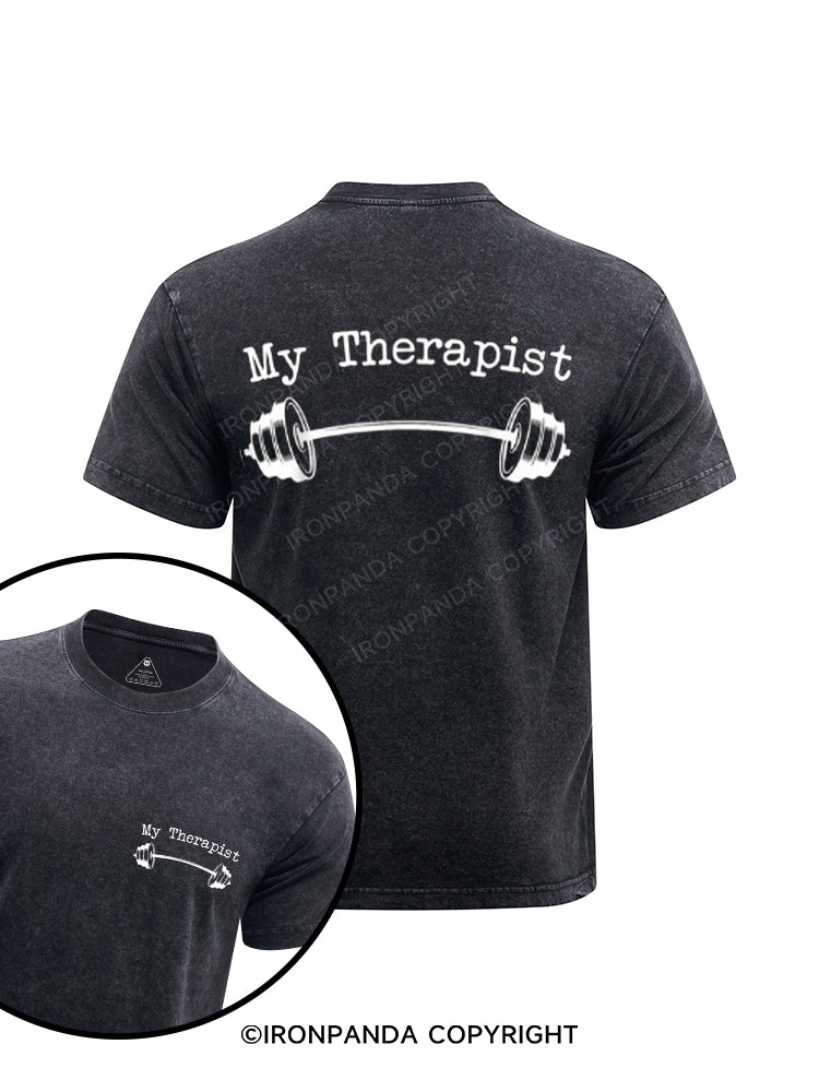 My Therapist printed Washed Gym Shirt