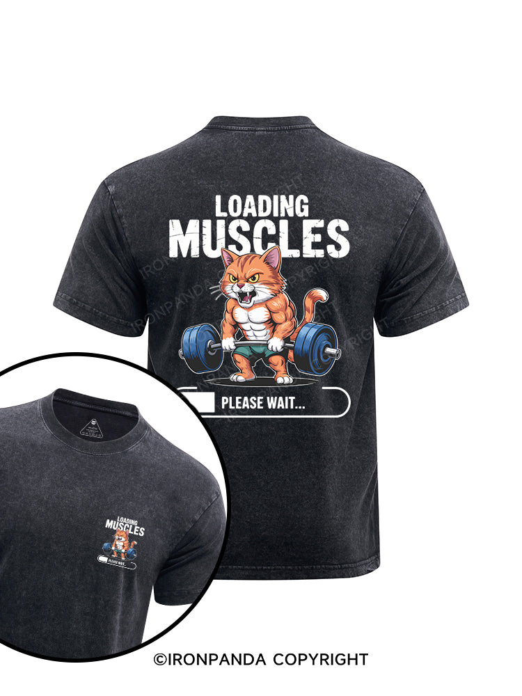 LOADING MUSCLES printed Washed Gym Shirt
