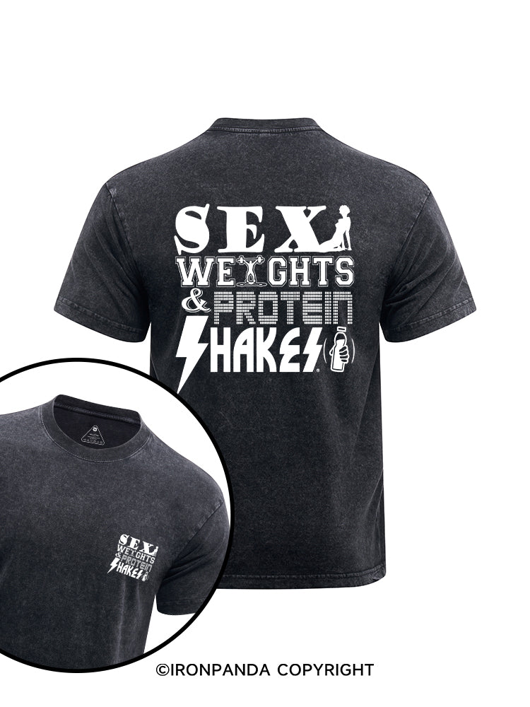 SEX WEIGHTS printed Washed Gym Shirt