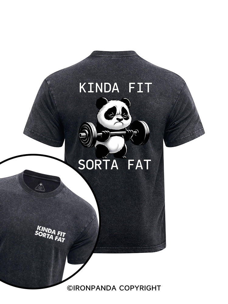 KINDA FIT SORTA FAT printed Washed Gym Shirt