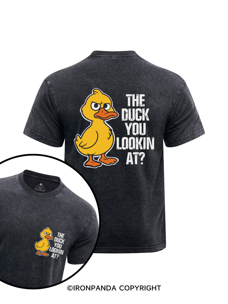 The duck you lookin at? printed Washed Gym Shirt