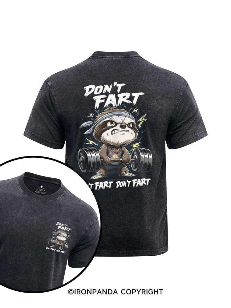 DON’T FART printed Washed Gym Shirt