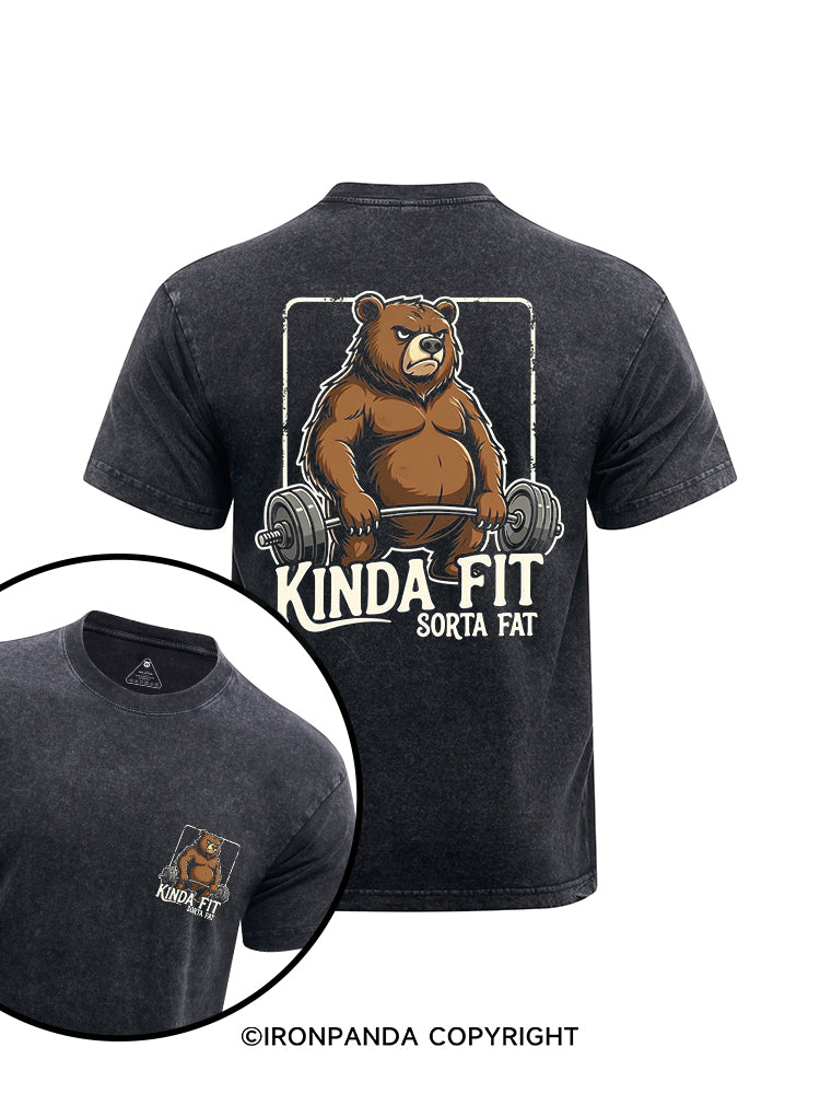 KINDA FIT SORTA FAT printed Washed Gym Shirt