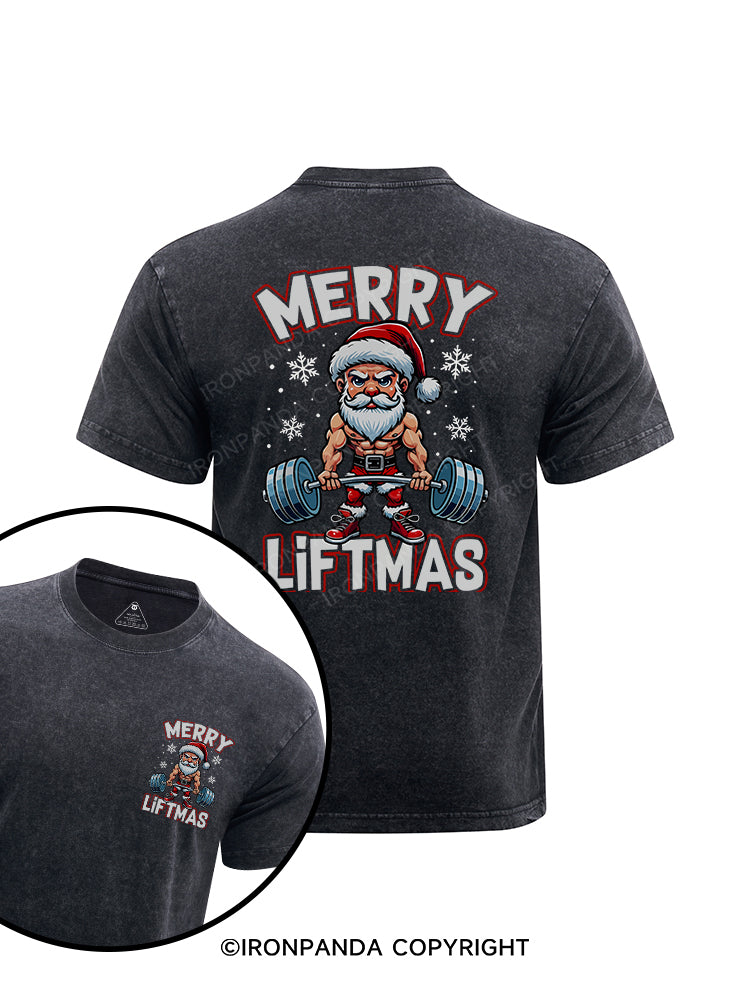 MERRY LIFTMAS printed Washed Gym Shirt