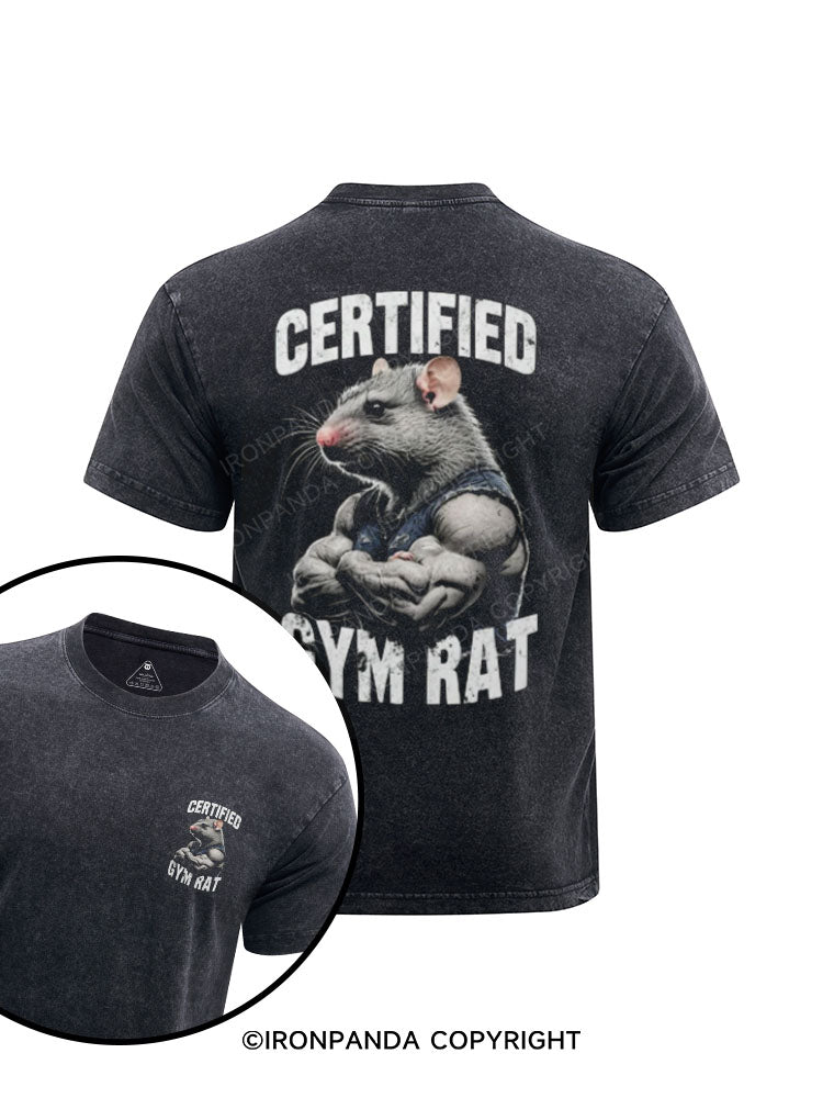 Certified Gym Rat printed Washed Gym Shirt