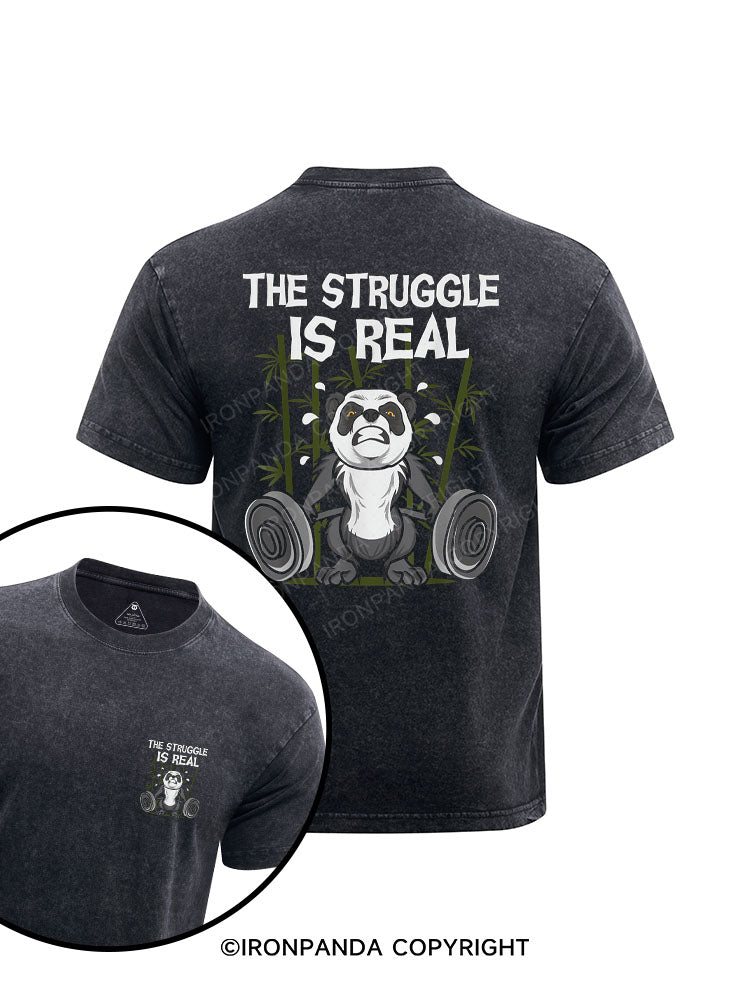 The Struggle Is Real printed Washed Gym Shirt