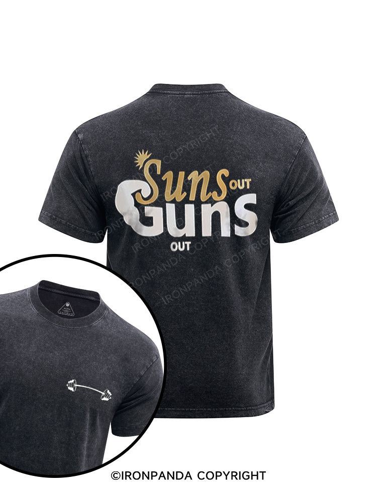 Suns out, guns out printed Washed Gym Shirt