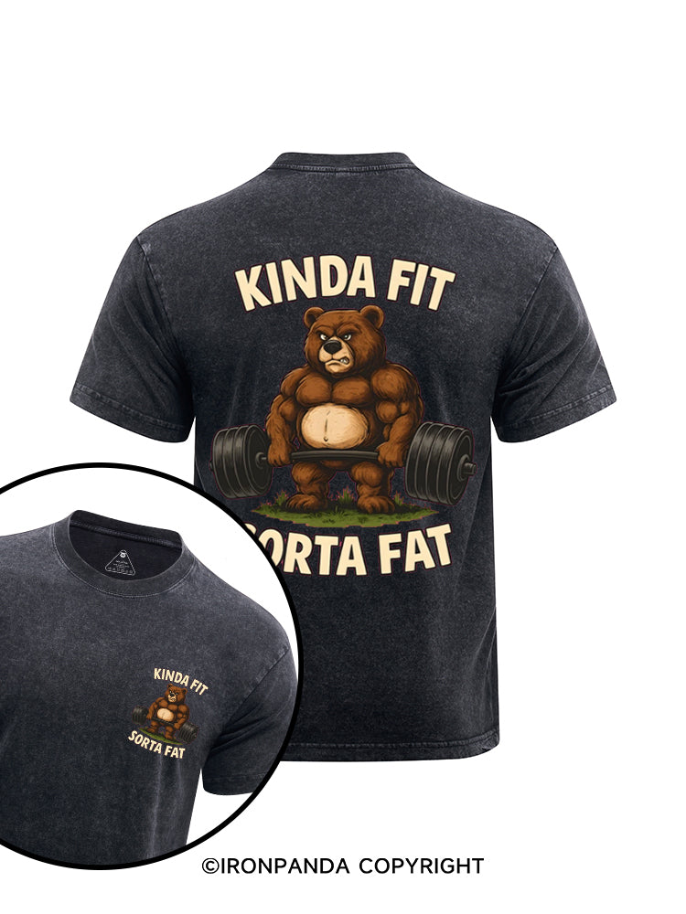 KINDA FIT SORTA FAT printed Washed Gym Shirt