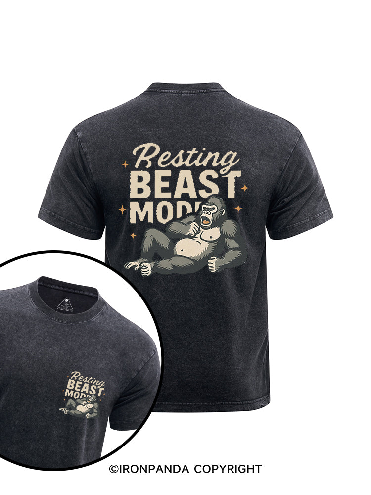 Resting Beast Mode printed Washed Gym Shirt