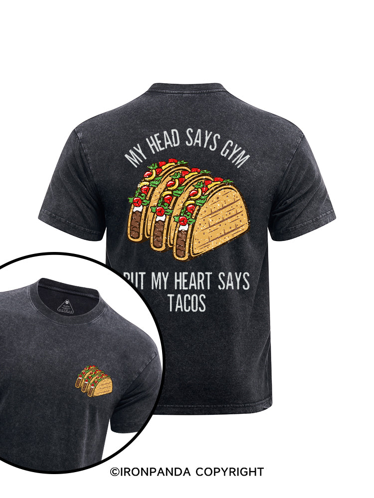 My head says gym printed Washed Gym Shirt