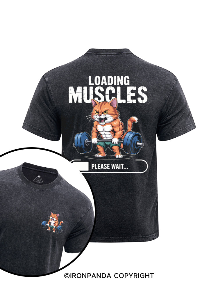 LOADING MUSCLES printed Washed Gym Shirt