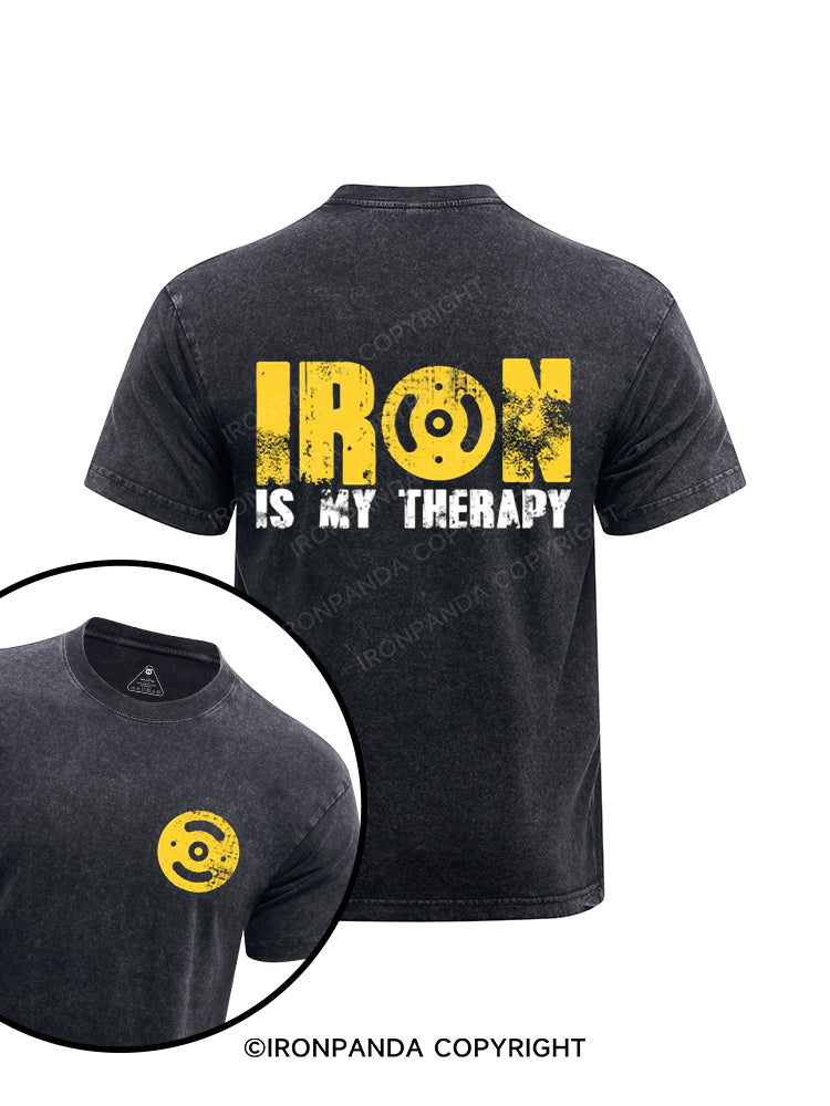 IS MY THERAPY printed Washed Gym Shirt