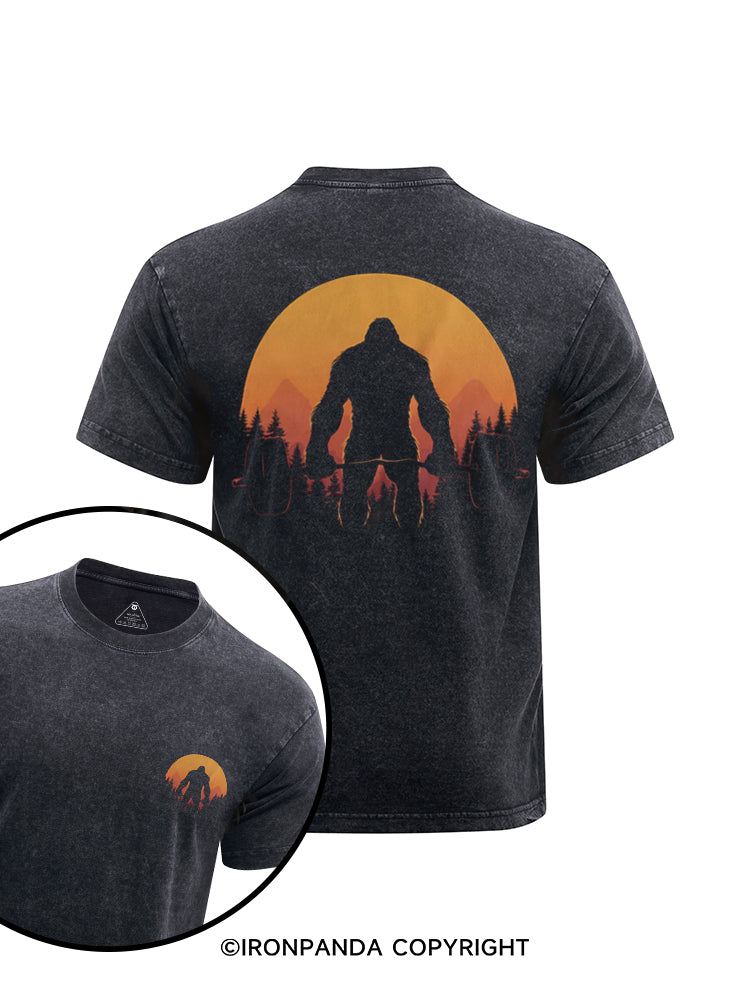 Bigfoot Deadlift printed Washed Gym Shirt