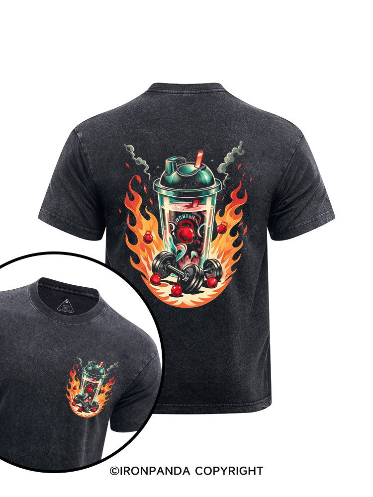 FUEL THE FORCE WITHIN printed Washed Gym Shirt