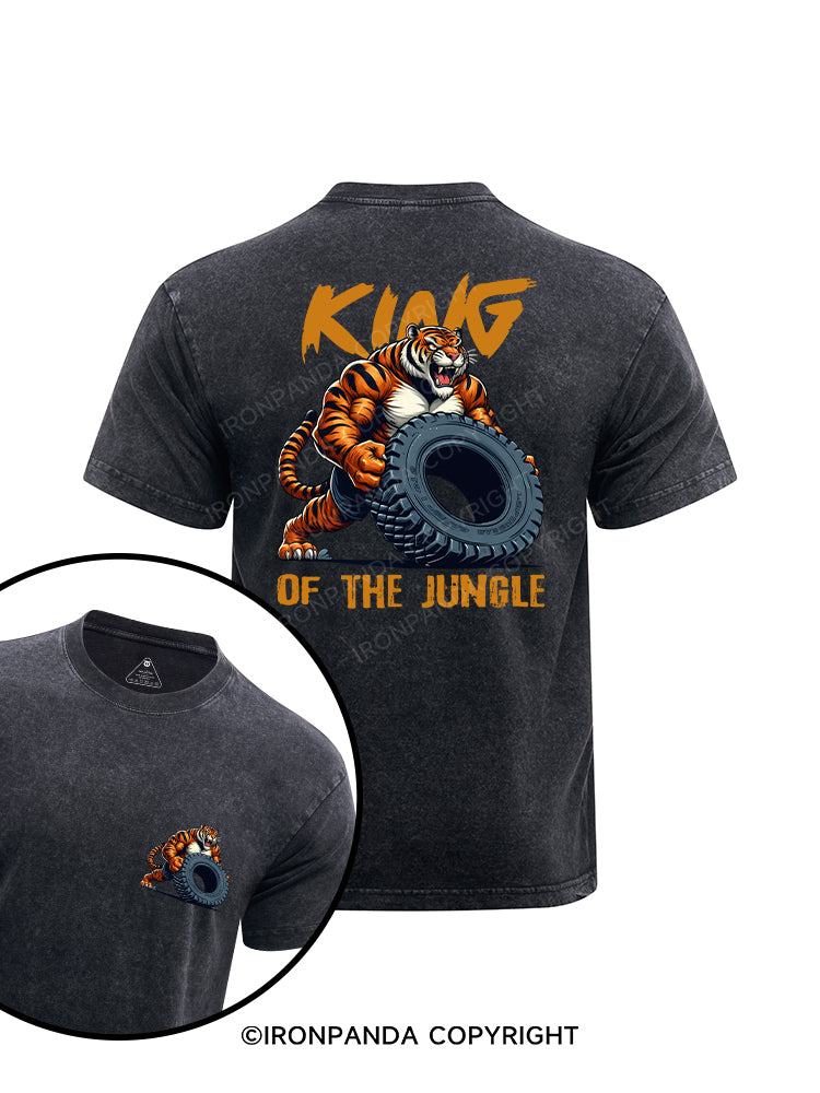 KING of the Jungle  printed Washed Gym Shirt