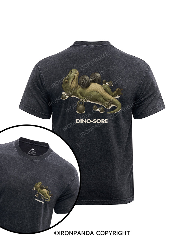 DINO-SORE printed Washed Gym Shirt