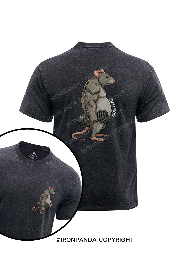 DAD BOD printed Washed Gym Shirt