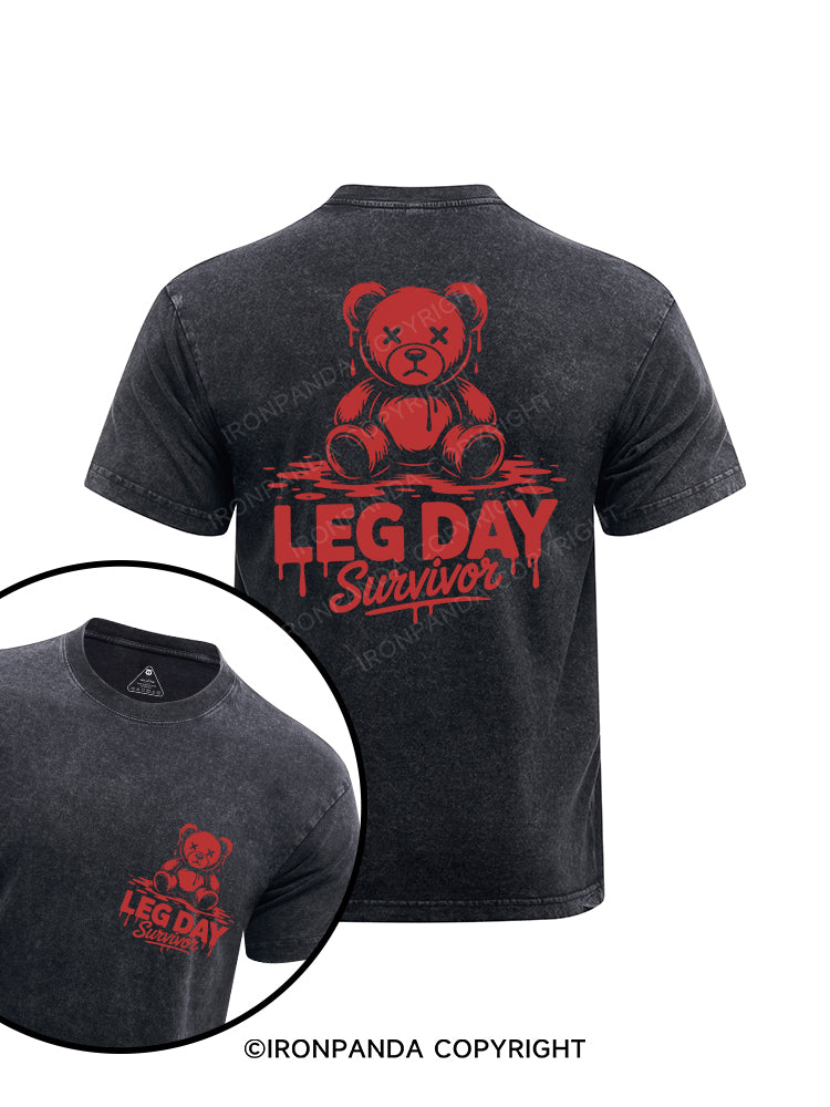 Leg Day Survivor printed Washed Gym Shirt