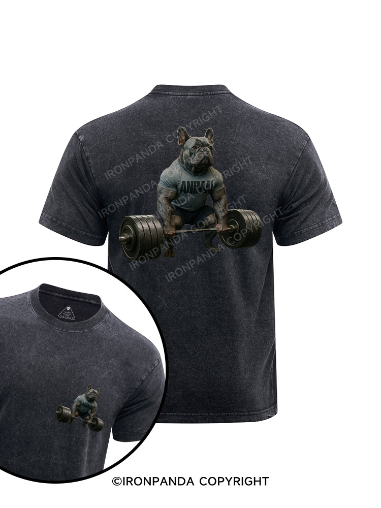 Deadlift Bulldog printed Washed Gym Shirt