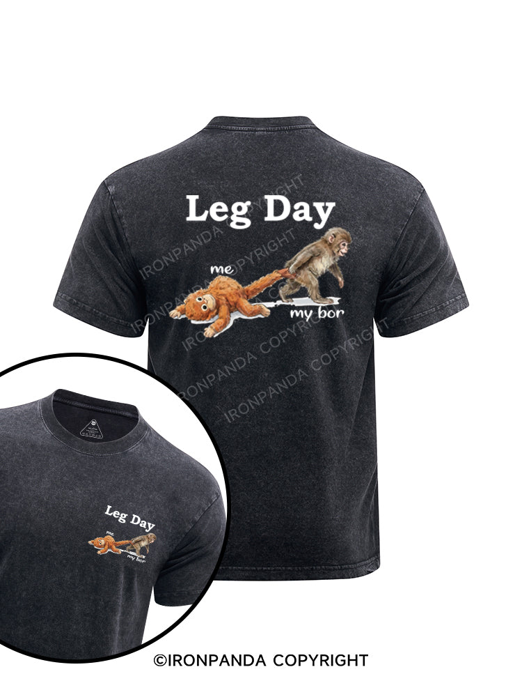 Leg Day printed Washed Gym Shirt