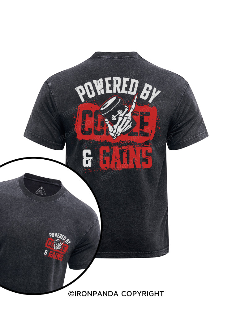 Powered by Coffee & Gains printed Washed Gym Shirt