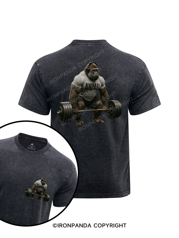 Deadlift gorilla printed Washed Gym Shirt