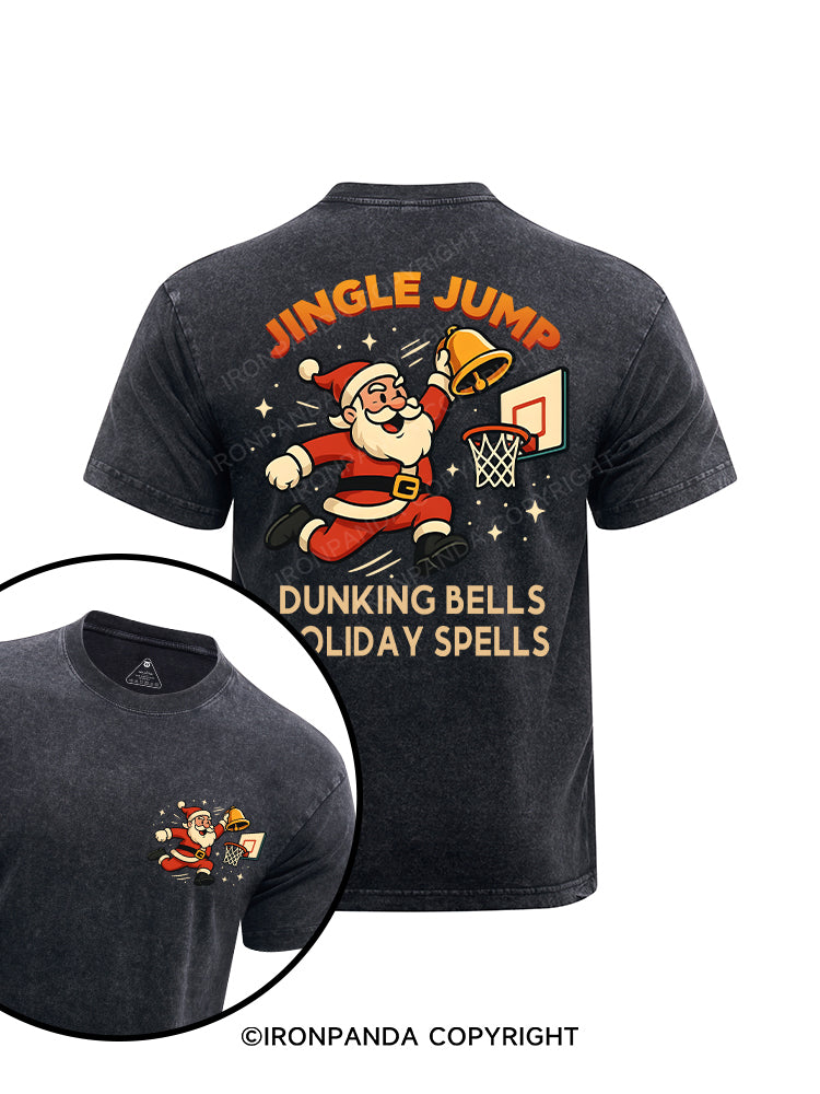 Jingle Jump： Dunking Bells, Holiday Spells printed Washed Gym Shirt