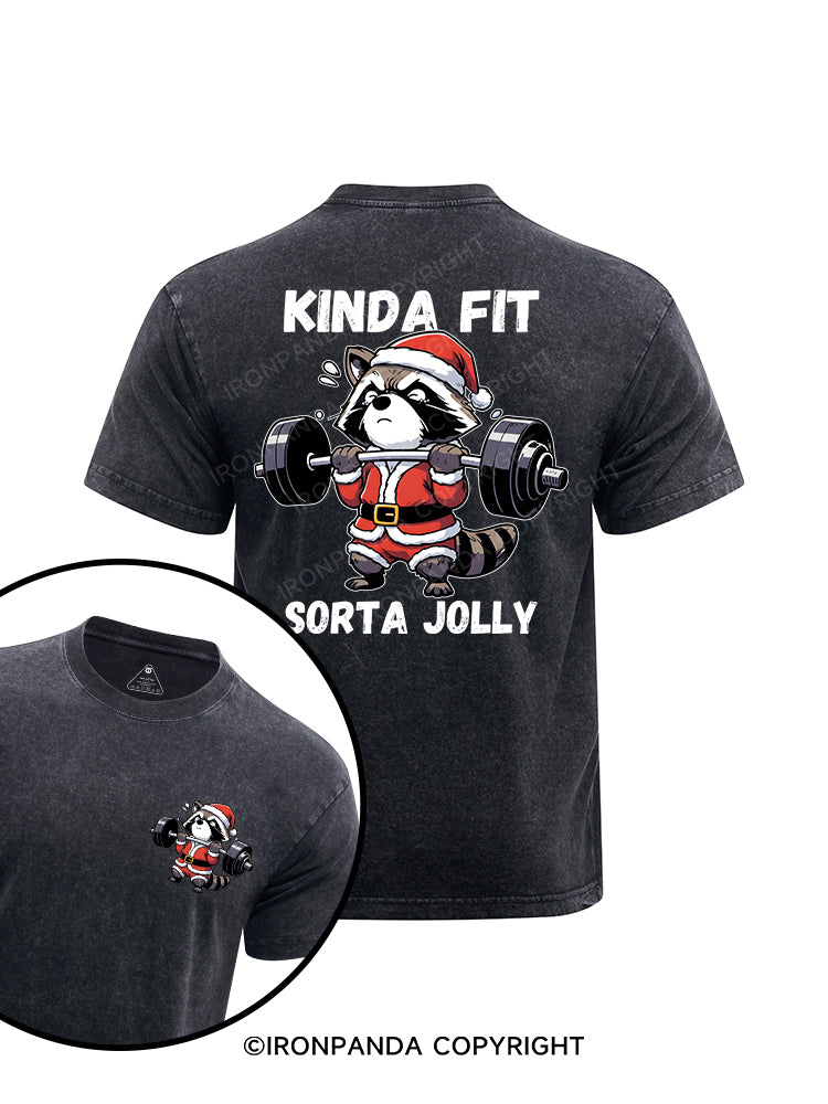 KINDA FIT SORTA JOLLY printed Washed Gym Shirt