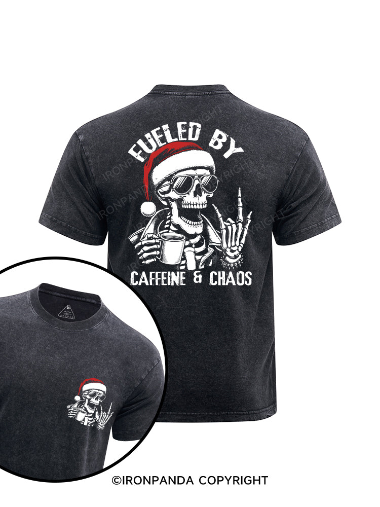 Fueled by Caffeine & Chaos printed Washed Gym Shirt