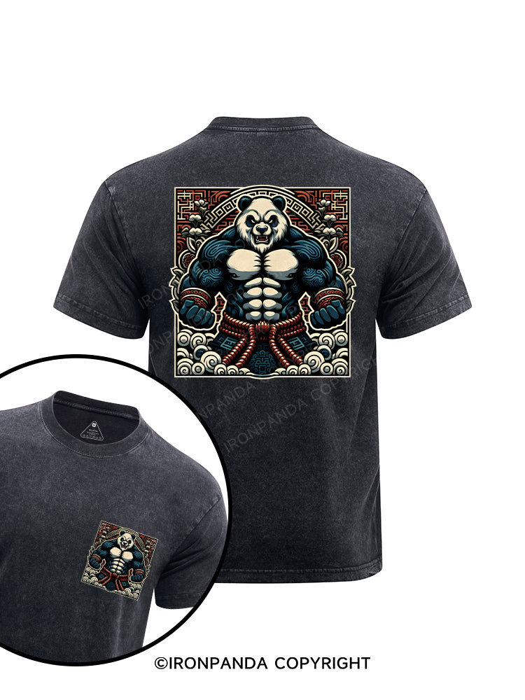 Muscle Panda printed Washed Gym Shirt