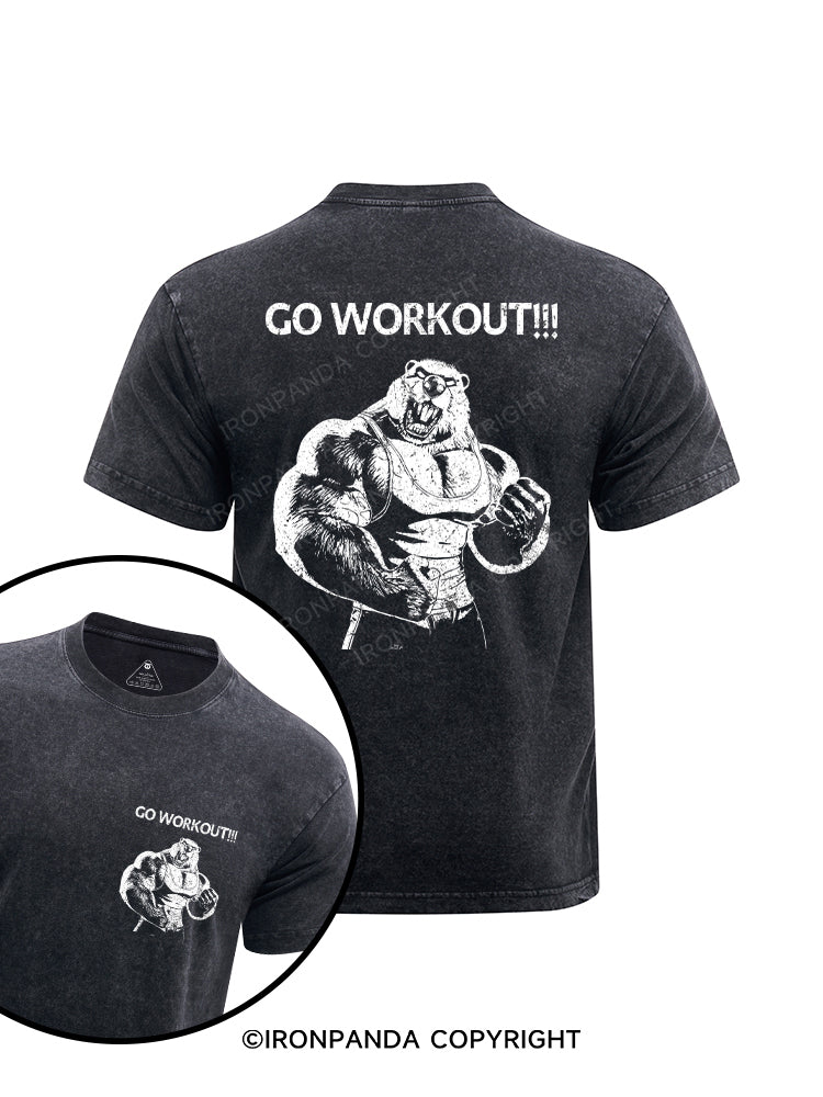 go workout printed Washed Gym Shirt