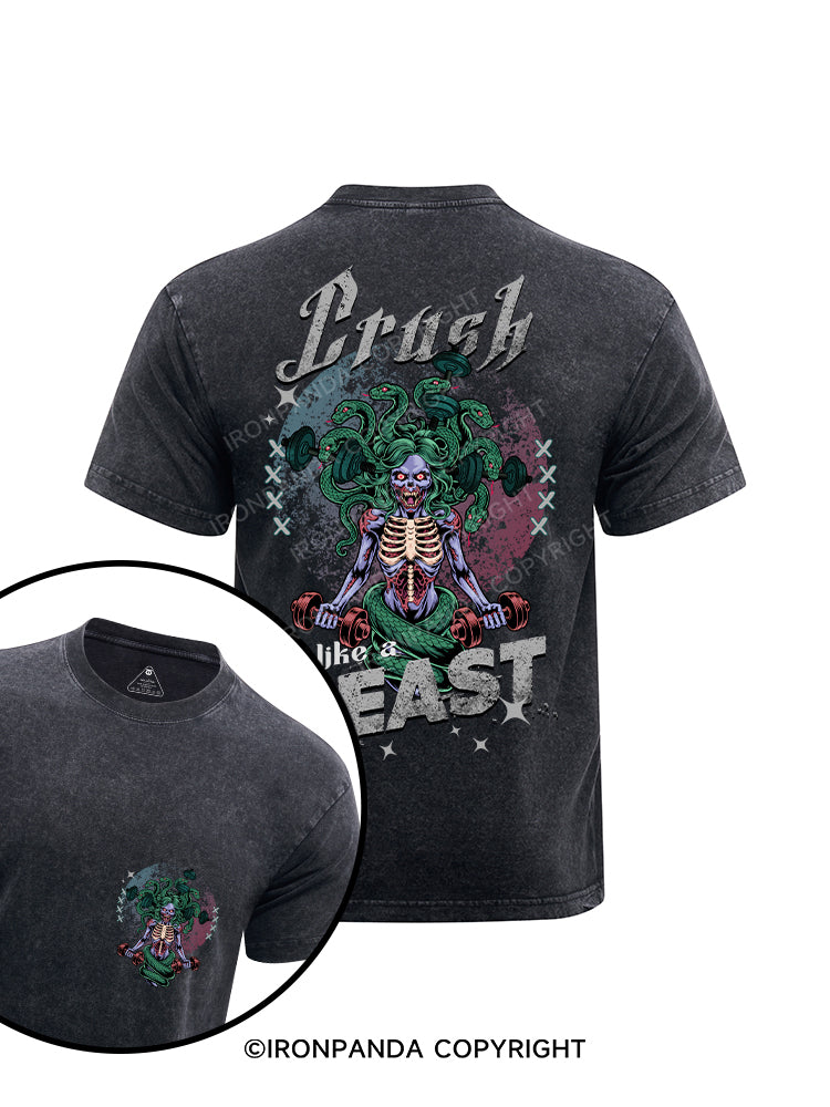 Crush it like a beast printed Washed Gym Shirt