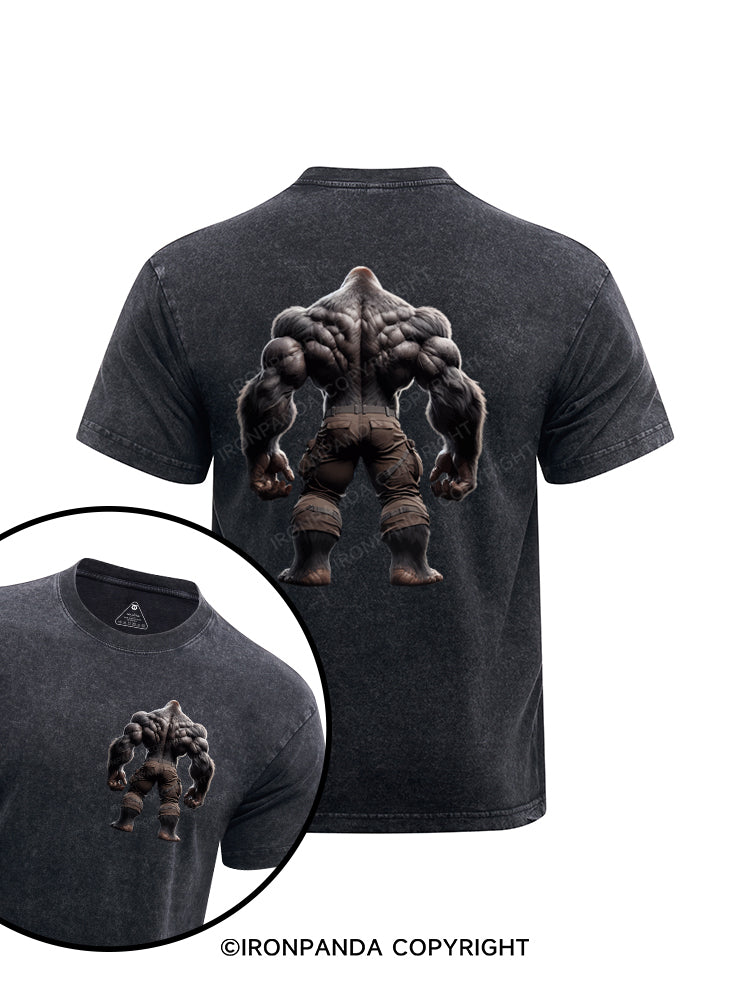 Chimpanzee Back printed Washed Gym Shirt