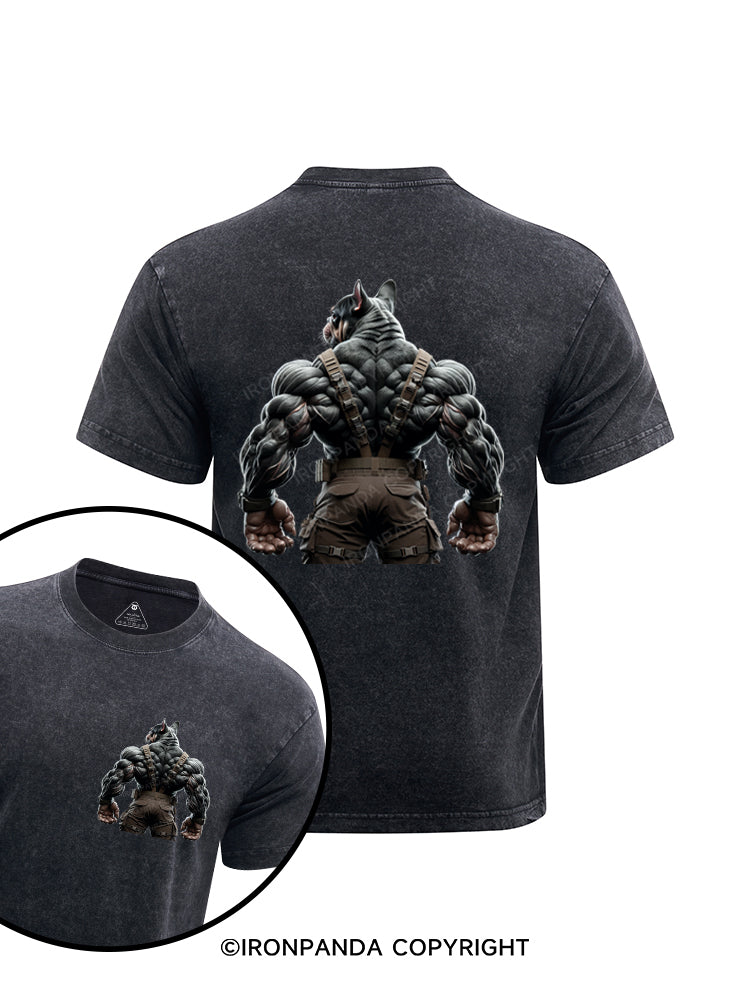 French bulldog back printed Washed Gym Shirt