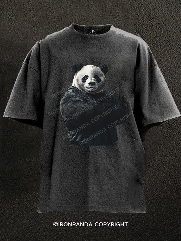 Muscular PANDA Washed Gym Shirt