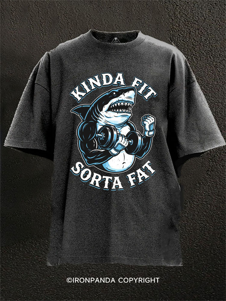 Kinda Fit Sorta Fat Muscle Shark Washed Gym Shirt