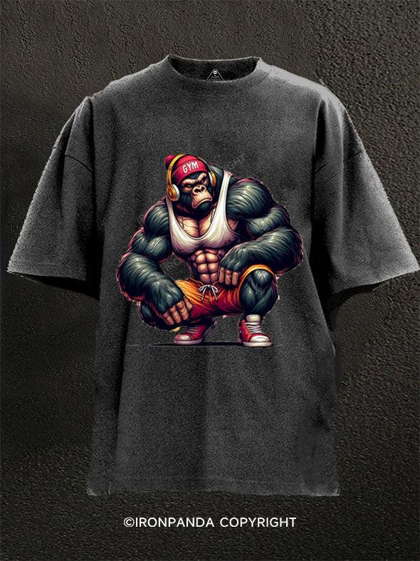 GYM HEADPHONE GORILLA  Washed Gym Shirt