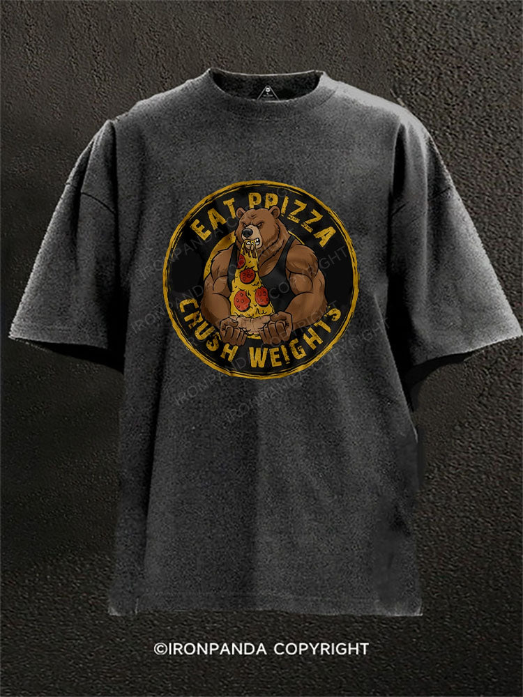 EAT PIZZA CRUSH WEIGHTS Washed Gym Shirt