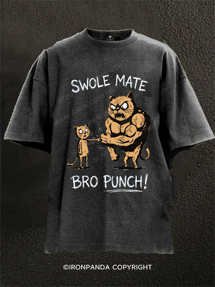 SWOLE MATE — BRO PUNCH! Washed Gym Shirt